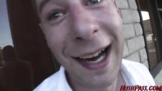 A big white dick fucks the black pussy of a busty black girl