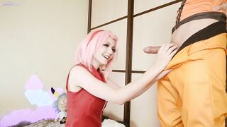 Slutty Sakura fucks all the holes with her friend Naruto